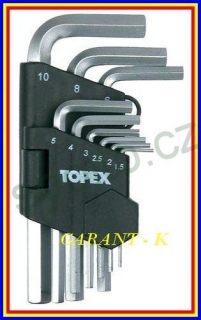 Sada klíčů IMBUS 1,5-10mm 9ks Topex