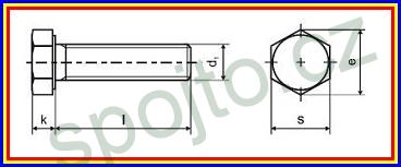 Šroub 14 x 50 Zn, 8.8, DIN 933