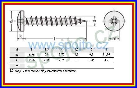 Vrut 5.0 x 45 půlkulatá hlava, křížová drážka, BÍLÝ ZINEK
